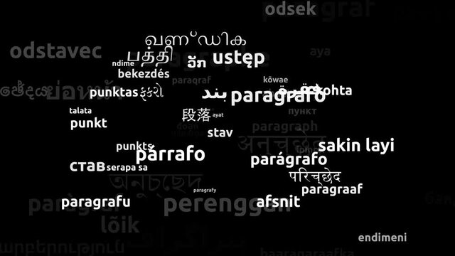 Paragraph Translated in 60 Worldwide Languages Endless Looping 3d Zooming Wordcloud Mask
