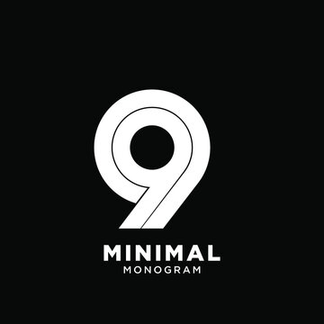 minimal initial number 9 99 simple vector design isolated background