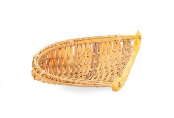 Bamboo basket hand made an isolated on white background