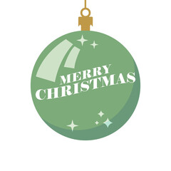 Merry christmas message in xmas ball. Vector illustration. Holidays decorative graphic element.
