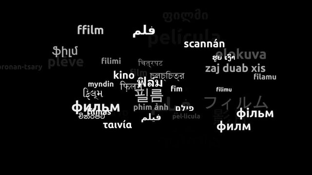 Film Translated in 48 Worldwide Languages Endless Looping 3d Zooming Wordcloud Mask