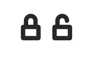 Lock icon in flat style. Security symbol vector illustration. Padlock open an closed.