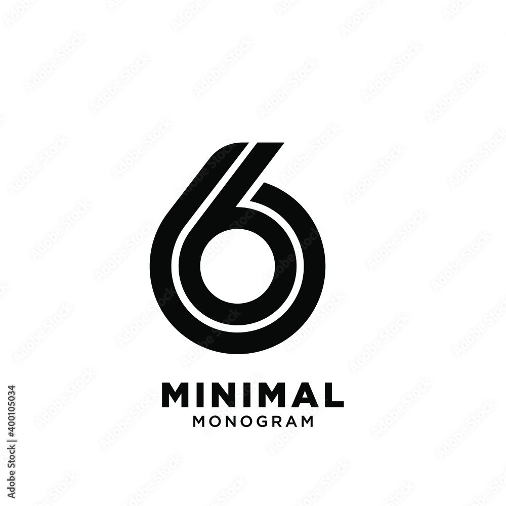 Fototapete minimal initial number 6 66 simple vector design isolated background