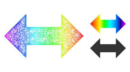 Rainbow vibrant wire frame horizontal exchange arrows, and solid rainbow gradient horizontal exchange arrows icon. Linear frame 2D net abstract image based on horizontal exchange arrows icon,