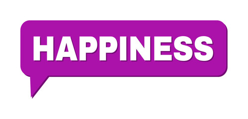 Speech HAPPINESS Colored Bubble Frame. HAPPINESS caption is located inside colored speech balloon with shadow. Vector quote caption inside chat frame.