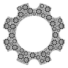 Repeating composition from gear. Flat vector gear composition is composed from randomized self gear parts.