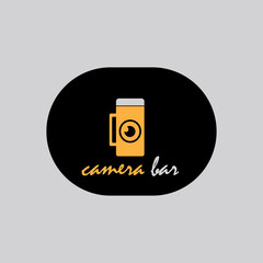creative beer logo vector illustration camera design