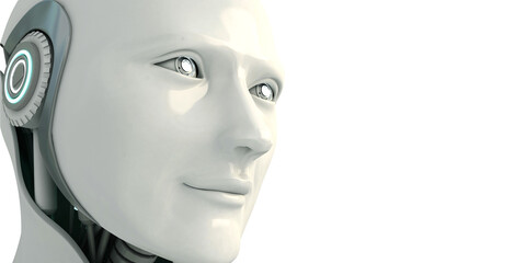 Digital artificial intelligence robot 3d rendering. high technology concept background.