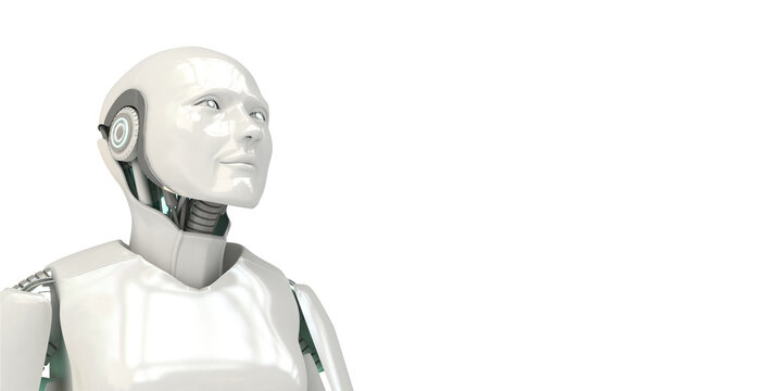 Digital artificial intelligence robot 3d rendering. high technology concept background.