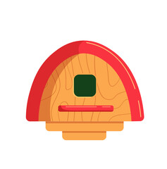 Cartoon craft bird house isolated on white background