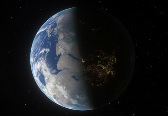 Fototapeta na wymiar earth day and nigth from space