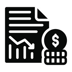 
A bar chart with decreasing arrow linear icon of financial decrease 
