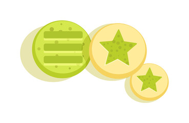 Matcha green tea flavor cookie oriental dessert on white