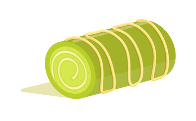 Matcha green tea flavor sweet roll on white background