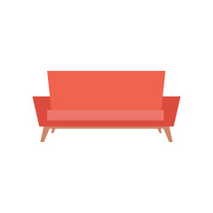 Isolated sofa orange household items icon- Vector