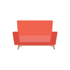 Isolated small sofa red household items icon- Vector