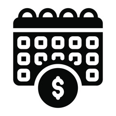 
Dollar coin with calendar denoting payment reminder linear icon 
