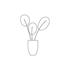 Isolated flower vase household draw items icon- Vector