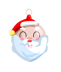 Smiling santa clause christmas ball on white background