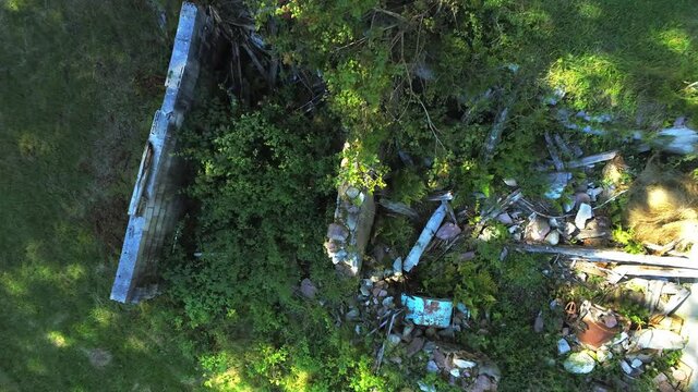 Ruined building and rubble 
