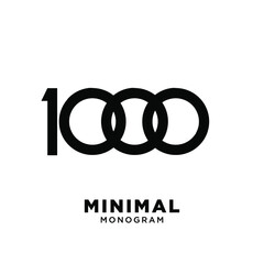 1000 simple number luxury logo design isolated black background