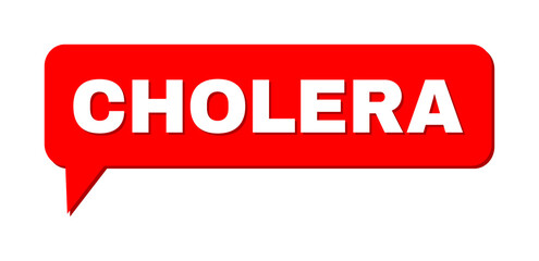 Speech CHOLERA Colored Cloud Message. CHOLERA caption is located inside colored cloud with shadow. Vector quote caption inside message frame.