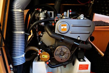 Engine block in sailing yacht as power and energy source for progress at mannouvres.