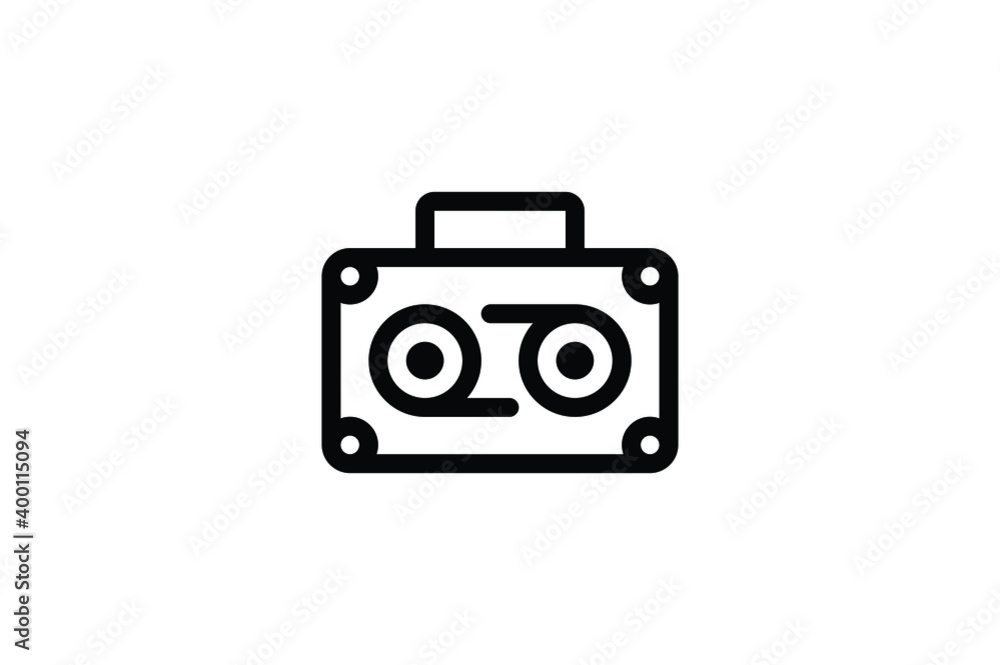 Sticker stationery outline icon - radio cassette