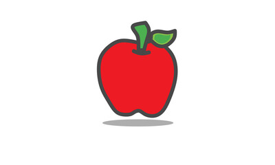 Apple fruit illustration outline design. isolated white. vector