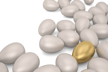 Golden egg Isolated On White Background, 3D rendering. 3D illustration.