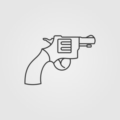 Gun revolver icon in line design style. Vector illustration.