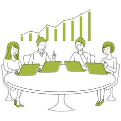 手描き1color 　会社　私服　会議