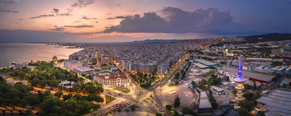 Panoramic view of Thessaloniki at twilight. Greece