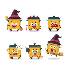Halloween expression emoticons with cartoon character of rice cooker