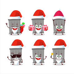 Santa Claus emoticons with trash can cartoon character