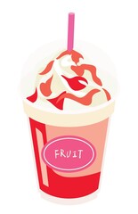 カフェのピンク色のフルーツ味のシェイク