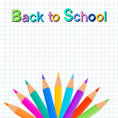 Back to school Color pencils isolate on white background.
