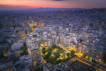 Fototapeta premium Thessaloniki at sunset cityscape, Greece..
