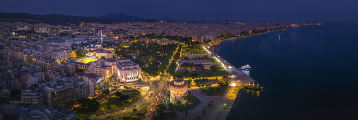 Thessaloniki at sunset cityscape, Greece.. - obrazy, fototapety, plakaty