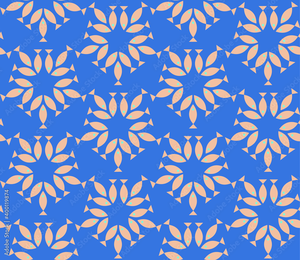Aufkleber seamless geometric pattern with the image of small fish, sea, fishes. vector design for web banner, 