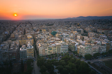 Thessaloniki at sunset cityscape, Greece..