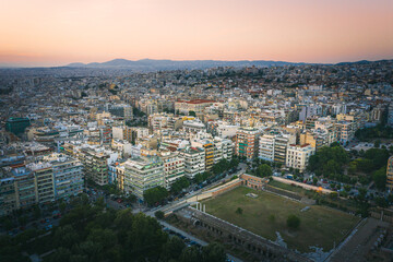 Fototapeta premium Thessaloniki at sunset cityscape, Greece..