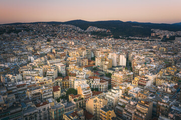 Thessaloniki at sunset cityscape, Greece..