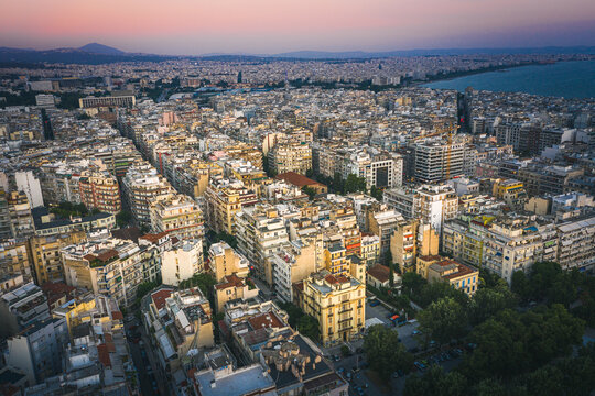 Thessaloniki at sunset cityscape, Greece.. © Mariana Ianovska