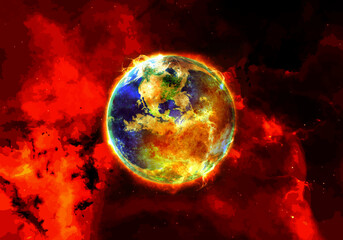 Obraz na płótnie Canvas earth in fire