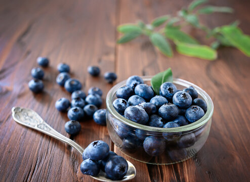 Fresh Blueberries In Bowl On Table