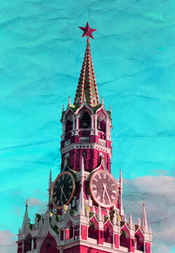Photo background beautiful retro landscapes of the Moscow Kremlin