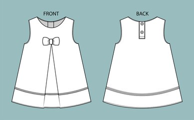 dress for kids front and back view.  