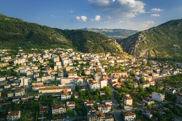 servia city, aerial view from drne, Greece