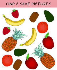 children's puzzle preschool educational task vegetables and fruits